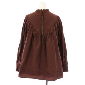BORDERS at BALCONY フレアシャツ ブラウス 長袖 スタンドカラー 38 茶 ブラウン BD2121-3C-07 /BB