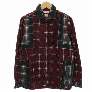 ネルシャツ 長袖 チェック柄 0 赤 レッド 緑 グリーン WM1273116 /YT