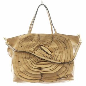 トートバッグ ハンドバッグ ショルダーバッグ 2way フラワー レザー ベージュ /AN3