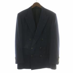 SUPER100'S テーラードジャケット ブレザー アウター ダブル 総裏地 ウール 50 紺 ネイビー