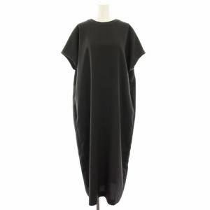 24SS フリュイドバックサテン Fluid Back Satinワンピース ひざ丈 半袖 42 チャコールグレー