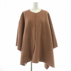 MOTION LIGHT NICOL ケープ風アウター ノーカラーコート ショート丈 ウール カシミヤ混