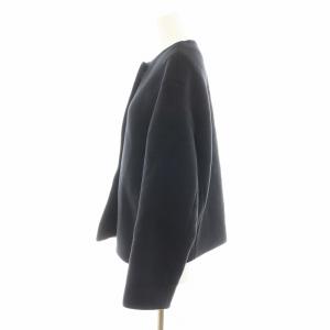 23区 ダブルクロスベロアノーカラーショートコート ウール アウター 38 黒 ブラック SCWOBW0507