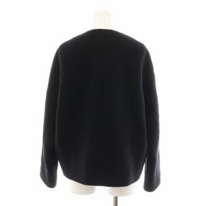 23区 ダブルクロスベロアノーカラーショートコート ウール アウター 38 黒 ブラック SCWOBW0507