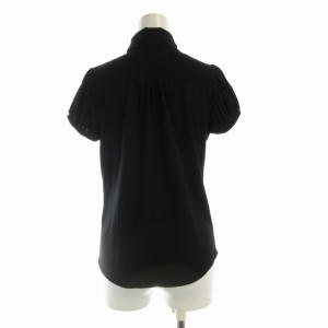 BURBERRY BLUE LABEL シャツ ブラウス フリル ロゴ 刺繍 半袖 38 黒 ブラック FA563-210-09 /RO