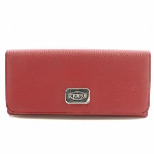 長財布 ロングウォレット 二つ折り ロゴ レザー 赤 レッド /BB