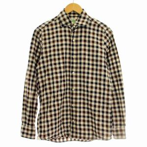 シャツ チェック 長袖 コットン S 白 黒 赤 /G