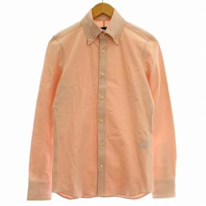 ストレッチ シャツ S043 ボタンダウン 長袖 S ピンク /G