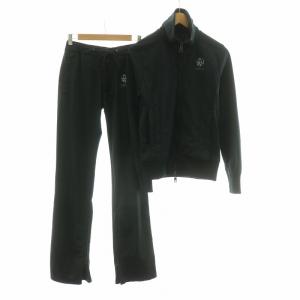セットアップ 2点セット 上下 ジャージ トラックジャケット イージーパンツ ジップアップ S ブラック