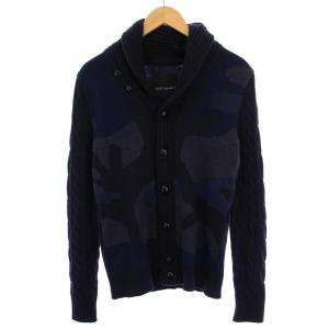 BIG CAMO CARDIGAN ニット カーディガン 長袖 カモフラ 迷彩柄 ウール 切替 3 ネイビー