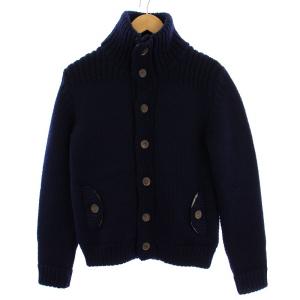 シップス SHIPS ニット カーディガン 長袖 厚手 ハイネック ウール 46 ネイビー /BM