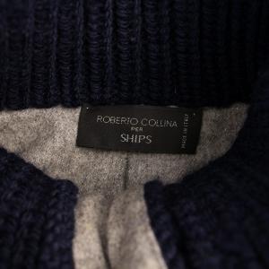 ROBERTO COLLINA シップス SHIPS ニット カーディガン 長袖 厚手 ハイネック ウール 46 ネイビー /BM