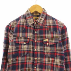 WRANGLER AKM カジュアルシャツ チェック 長袖 S 青 ブルー S09086 /EE