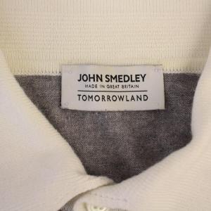 JOHN SMEDLEY TOMORROWLAND別注 ニット ポロシャツ 半袖 ボーダー柄 M 白 グレー /BM