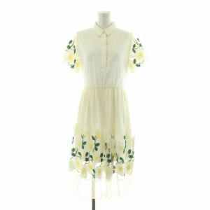 シャツワンピース フレア ロング 半袖 刺繍 フラワーモチーフ 0 ホワイト 9S542 /NQ