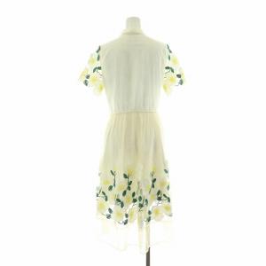 Chesty シャツワンピース フレア ロング 半袖 刺繍 フラワーモチーフ 0 ホワイト 9S542 /NQ