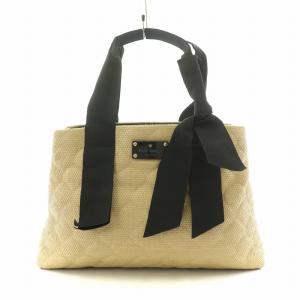 Bow Medium Seraphine Purse トートバッグ リボン 内側ドット ベージュ ブラック