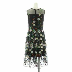 Chesty ノースリーブワンピース ひざ丈 刺繍 フラワーモチーフ 0 ブラック 0S502 /NQ