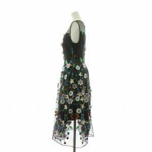 Chesty ノースリーブワンピース ひざ丈 刺繍 フラワーモチーフ 0 ブラック 0S502 /NQ