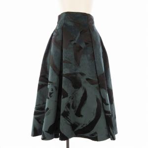 フロッキーフレアスカート ロング 総柄 0 緑 グリーン FWFS184507 /EE