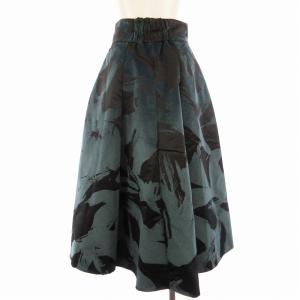 FRAY I.D フロッキーフレアスカート ロング 総柄 0 緑 グリーン FWFS184507 /EE