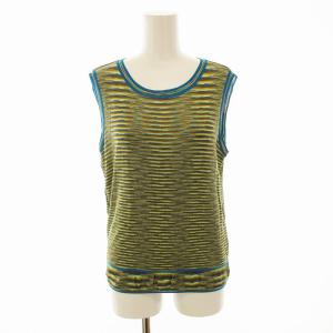 ノースリーブニット ベスト ボーダー 緑 グリーン TTMDLS0070 /EE