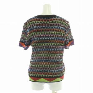 MISSONI ニット 半袖 クルーネック ストレッチ 総柄 F マルチカラー /BB