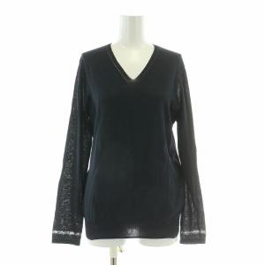 NEMIKA ニット 長袖 Vネック ストレッチ 薄手 9 黒 ブラック /BB
