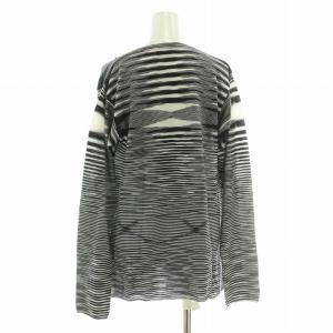 MISSONI ニット セーター 長袖 ドレープ ウール ボーダー柄 F 黒 ブラック 白 ホワイト /BB