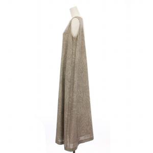 MORABITO ノースリーブ ワンピース ロング 総柄 38 グレー ベージュ 2119-11210 /YM