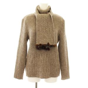 0190401 ニット セーター 長袖 タートルネック アルパカ ウール混 ミンクファーマフラー付き 11