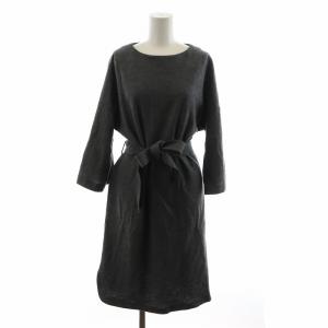 ワンピース ひざ丈 七分袖 ベルト付き 40 グレー 2185-11526 /NQ