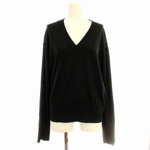 NAVULOA シルク混ウールVネックニット S ブラック