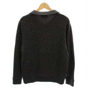 BURBERRY BLACK LABEL ニットジャケット ジップアップ ロゴ刺繍 長袖 3 グレー BMT57-713-06 /YM