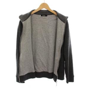 BURBERRY BLACK LABEL ニットジャケット ジップアップ ロゴ刺繍 長袖 3 グレー BMT57-713-06 /YM