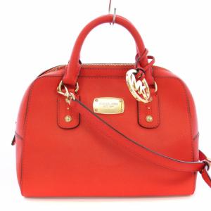 ハンドバッグ ショルダーバッグ 2WAY レザー チャーム付き 赤 /TK