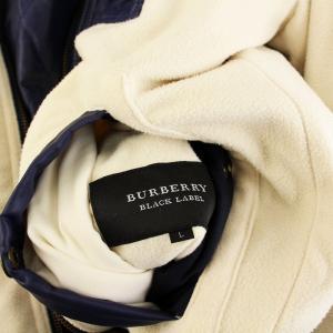 BURBERRY BLACK LABEL リバーシブル キルティングジャケット 中綿 フリース ジップアップ L ホワイト ネイビー D1F04-703-28