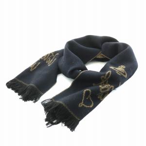 マフラー ネイビー ブラウン