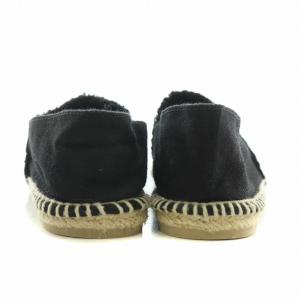 CHANEL フラットシューズ スリッポン ローカット ココマーク エスパドリーユ ロゴ 切替 35 黒 ブラック /BB