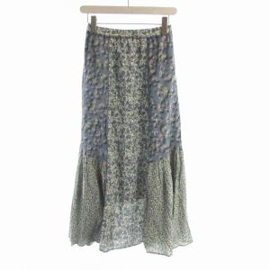 タグ付き 21SS DEVEAUX マルチパターンSK スカート マキシ ロング 花柄 36 青 ブルー