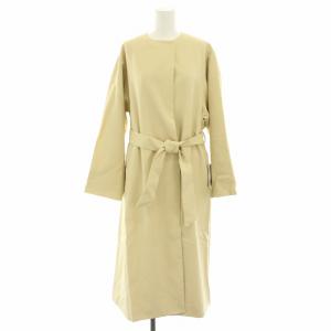 21SS 強撚OXオーバーコート スプリングコート ノーカラーコート アウター タグ付き 36 黄 イエロー