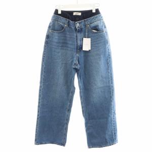 24SS ダブルウエストドロストデニム ジーンズ ジーパン 0 青 ブルー CLZ5041403A0001