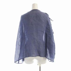 l'atelier du savon タグ付き シャツ ブラウス 麻 リネン ドロスト ビックシルエット 長袖 F 青 ブルー 73-01-BL-014-23-1