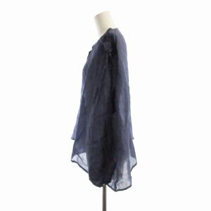 l'atelier du savon タグ付き シャツ ブラウス 麻 リネン ドロスト ビックシルエット 長袖 F 青 ブルー 73-01-BL-014-23-1