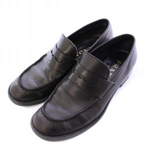 コインローファー スリッポン ローヒール レザー 38 黒 ブラック /BB