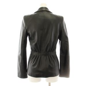 GIORGIO ARMANI テーラードジャケット レザー 総裏地 タック 36 黒 ブラック /KU