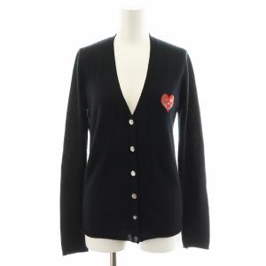 カーディガン スカル ハート カシミヤ XS 黒 ブラック /AN42