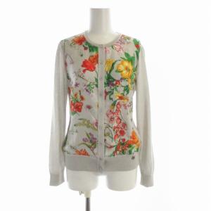 カーディガン ニット 花柄 切替 長袖 38 グレー 11-971863 /RO