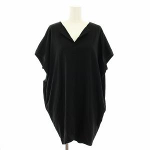 ワンピース ミニ キーネック 半袖 フレンチスリーブ F 黒 ブラック YCD-215-177 /YT