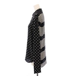 STELLA McCARTNEY シャツ ブラウス 長袖 ドット柄 ボーダー柄 シルク 38 黒 白 /BM